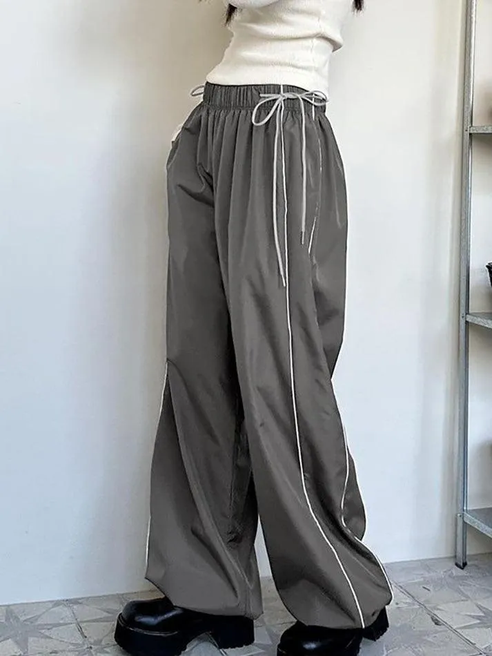 Low Rise Striped Loose-Fit Wide-Leg Sweatpants