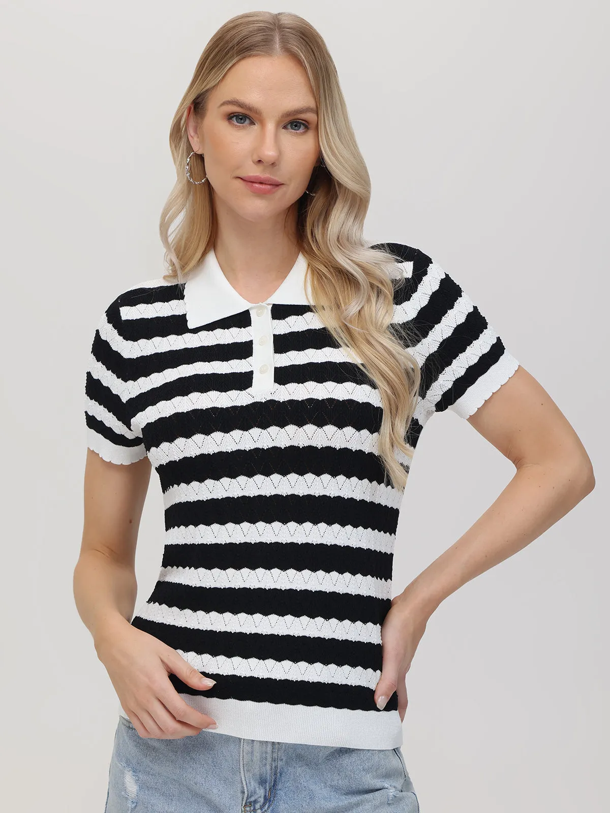 Lucille: Stripe Polo Sweater