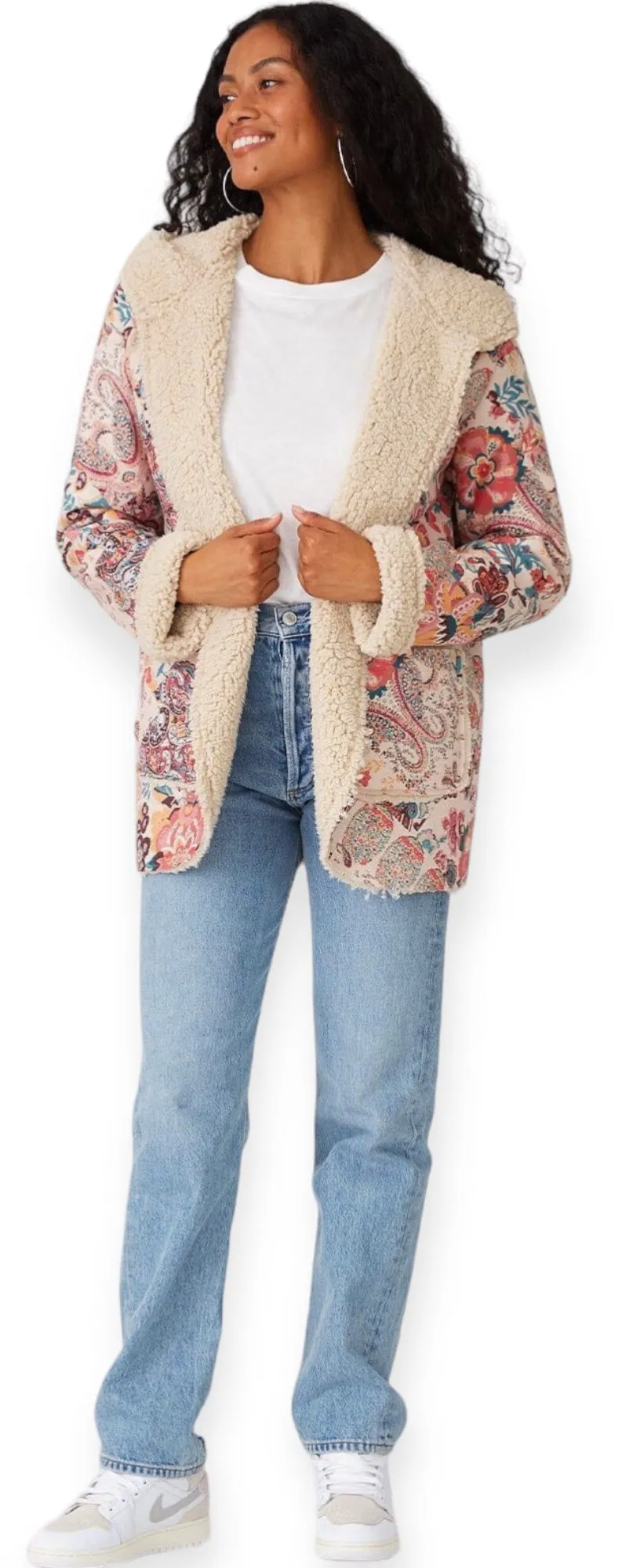 Lydia's Sherpa Soft Paisley Hooded Jacket