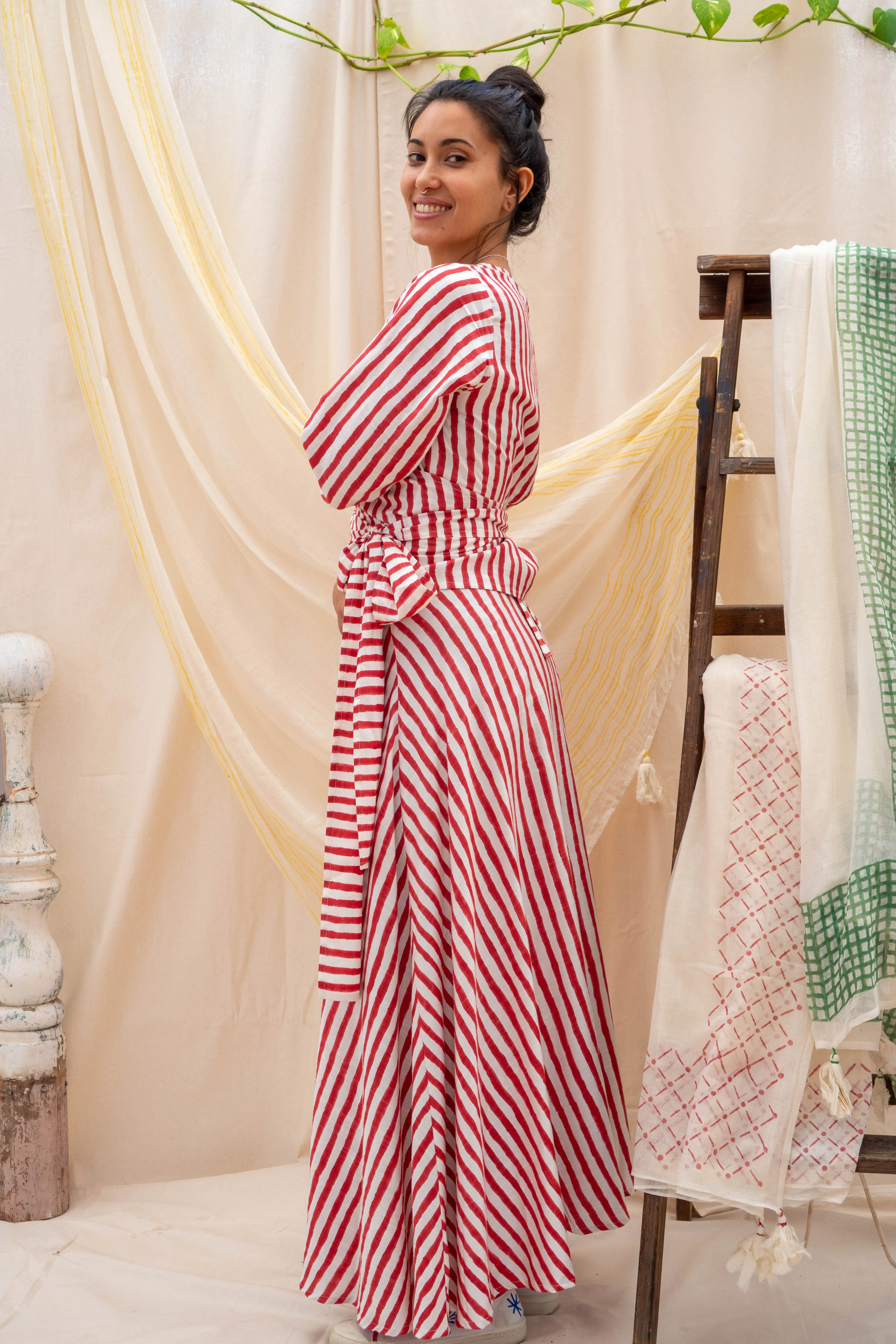 Maxi Wrap Skirt | Red Stripe