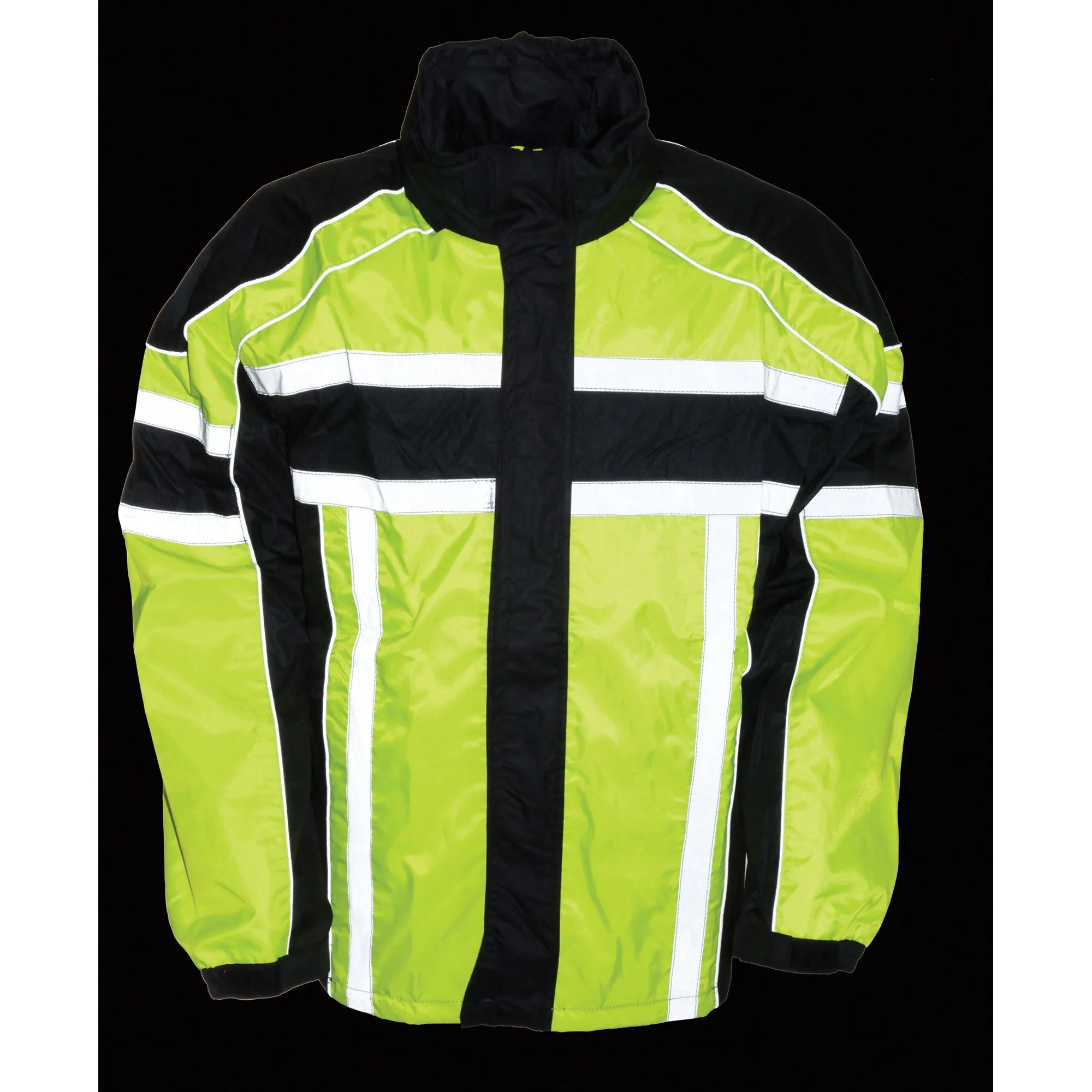 Men's Black & Neon Green Rain Suit Water Resistant w/ Reflective Tape