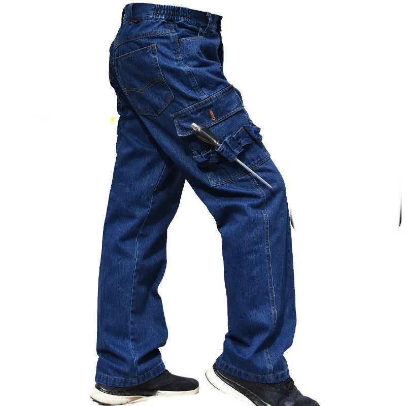 Men's Denim Work Pants: Loose, Thick, Wear-resistant And Dirt-resistant