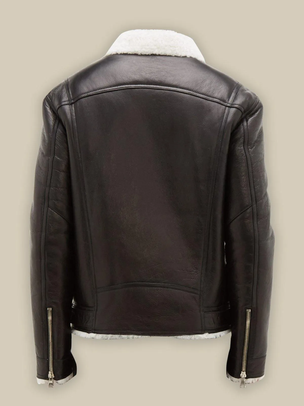 Men's Street Style Black Shearling Leather Jacket