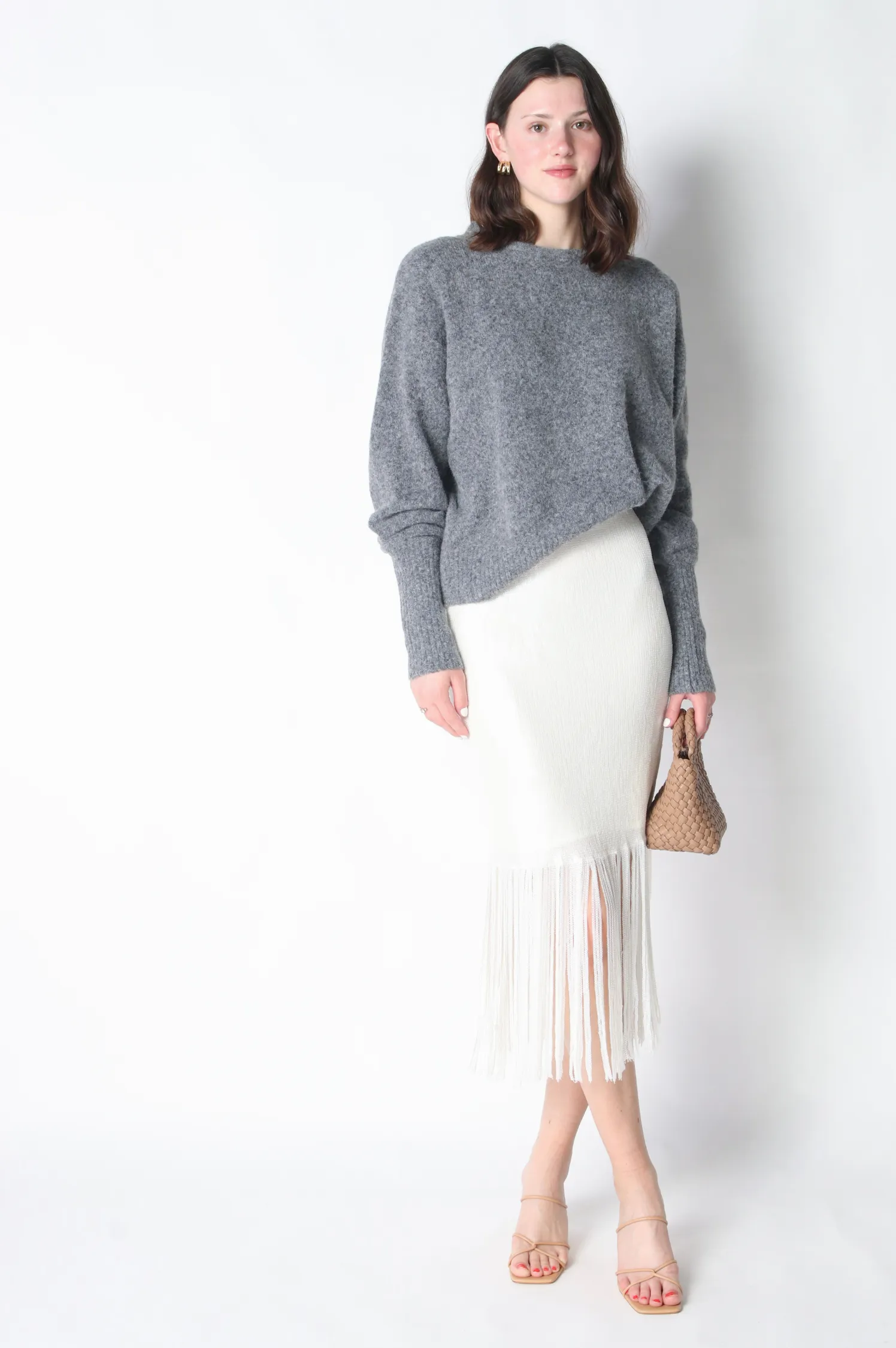 Milana Sequins Fringe Midi Skirt