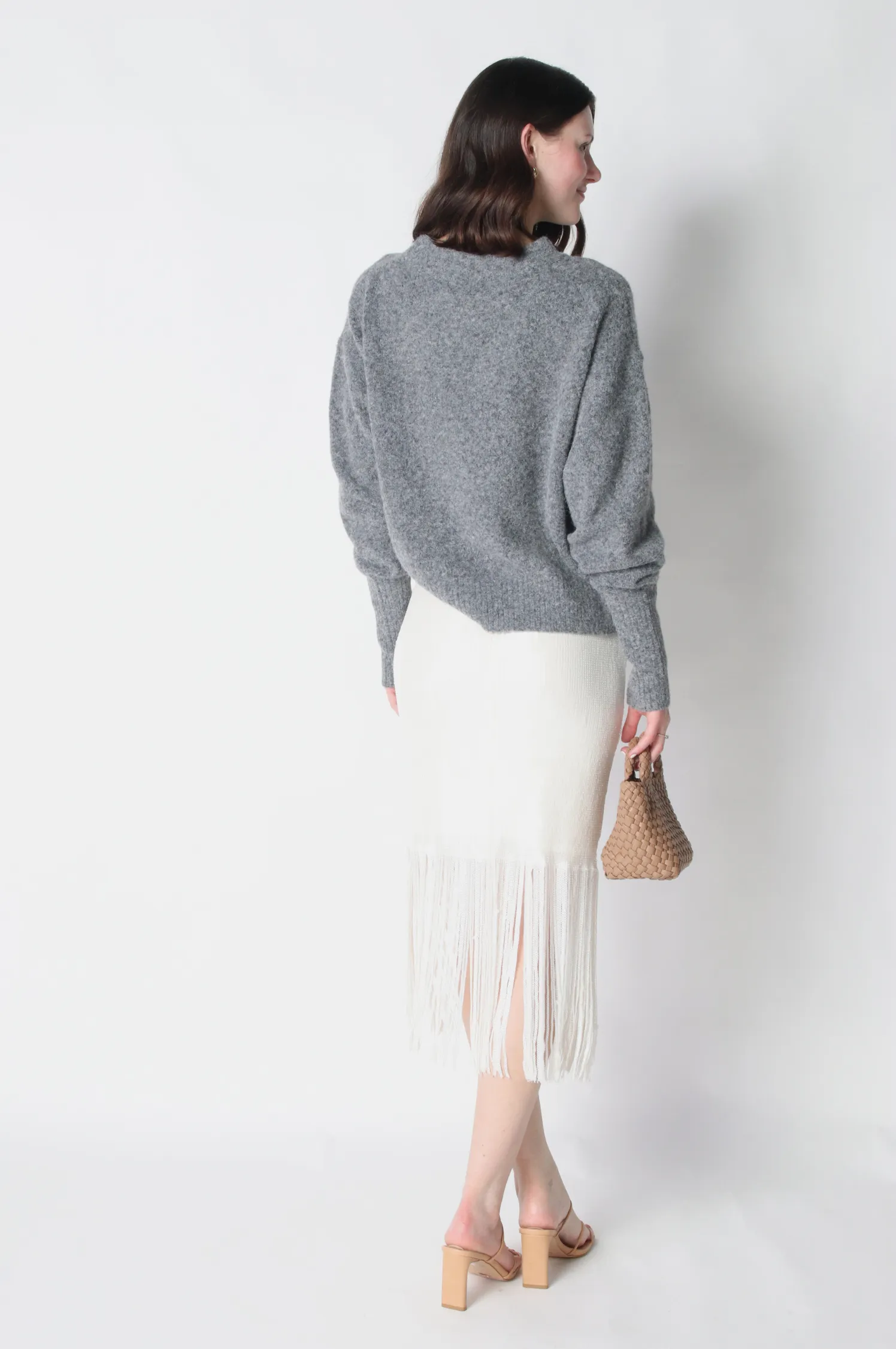 Milana Sequins Fringe Midi Skirt