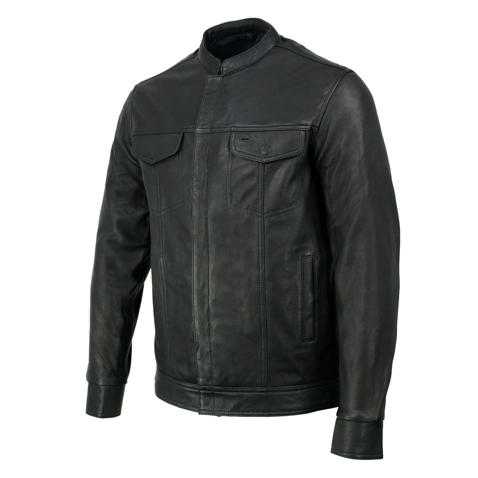 Milwaukee Leather MLM1604 Men's Stand-Up Collar Black Casual Biker