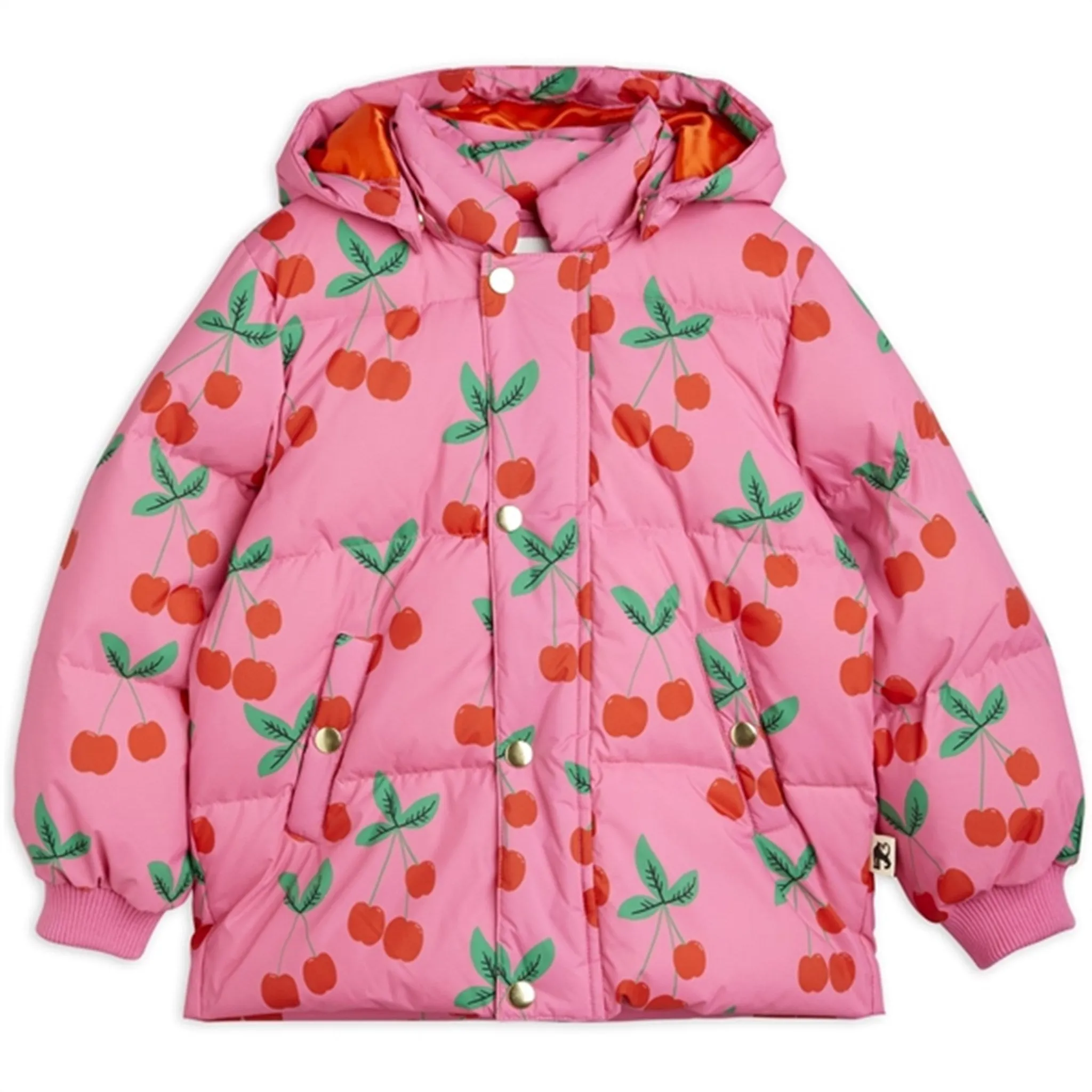 Mini Rodini Cherries Aop Puffer Jacket Pink