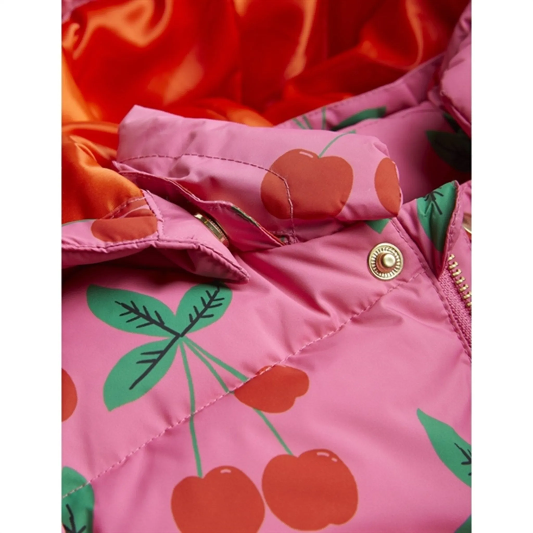 Mini Rodini Cherries Aop Puffer Jacket Pink