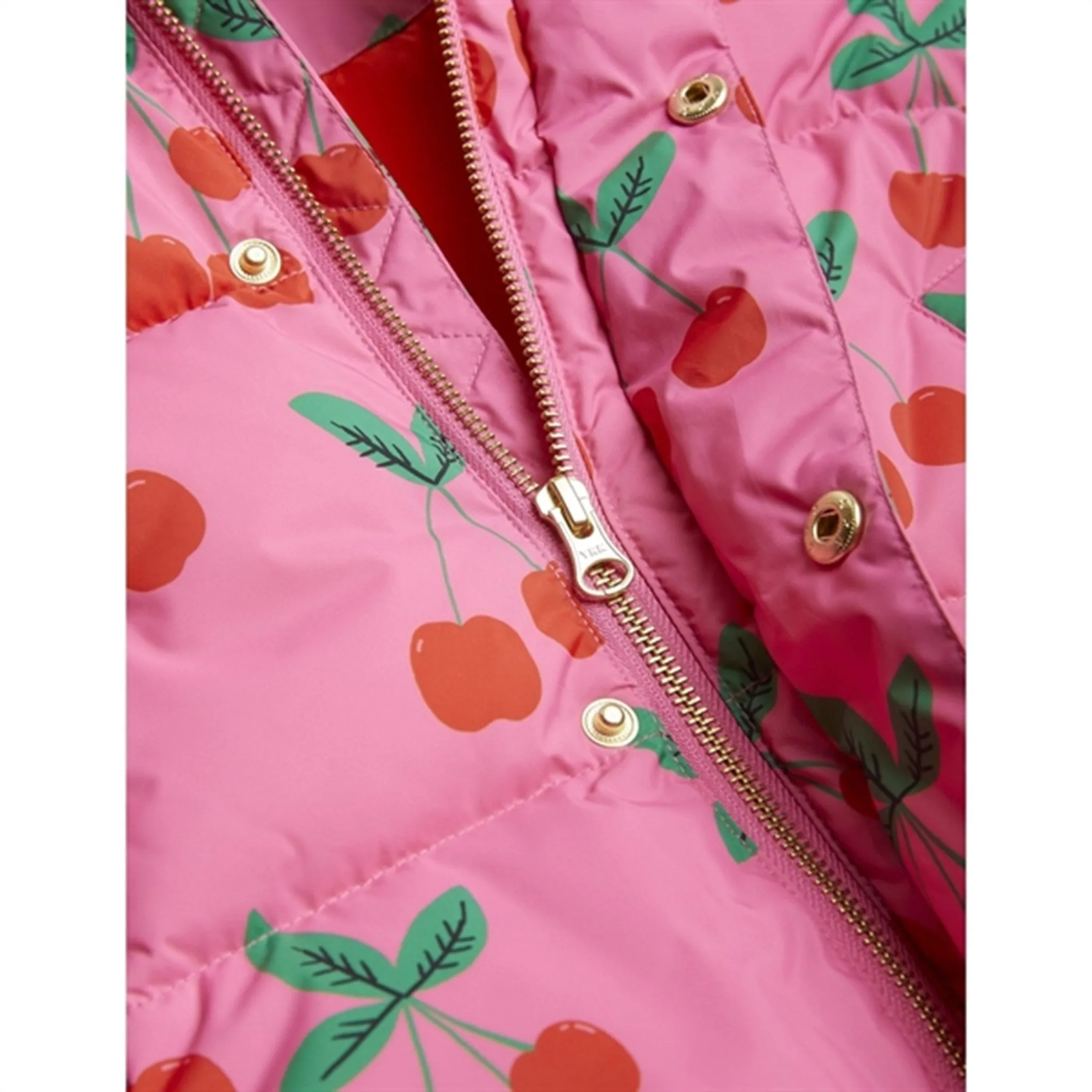 Mini Rodini Cherries Aop Puffer Jacket Pink