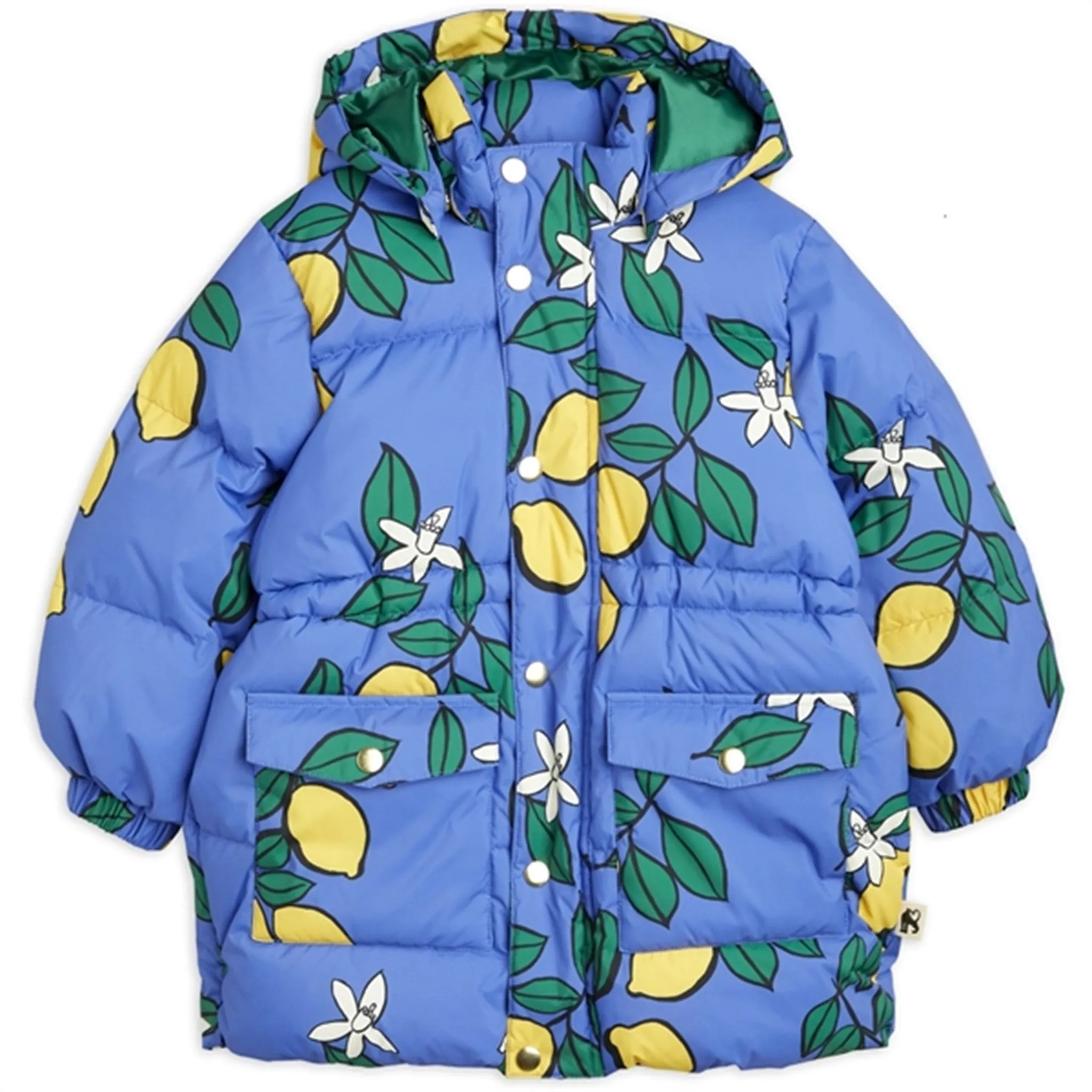 Mini Rodini Lemons Aop Heavy Puffer Jacket Blue