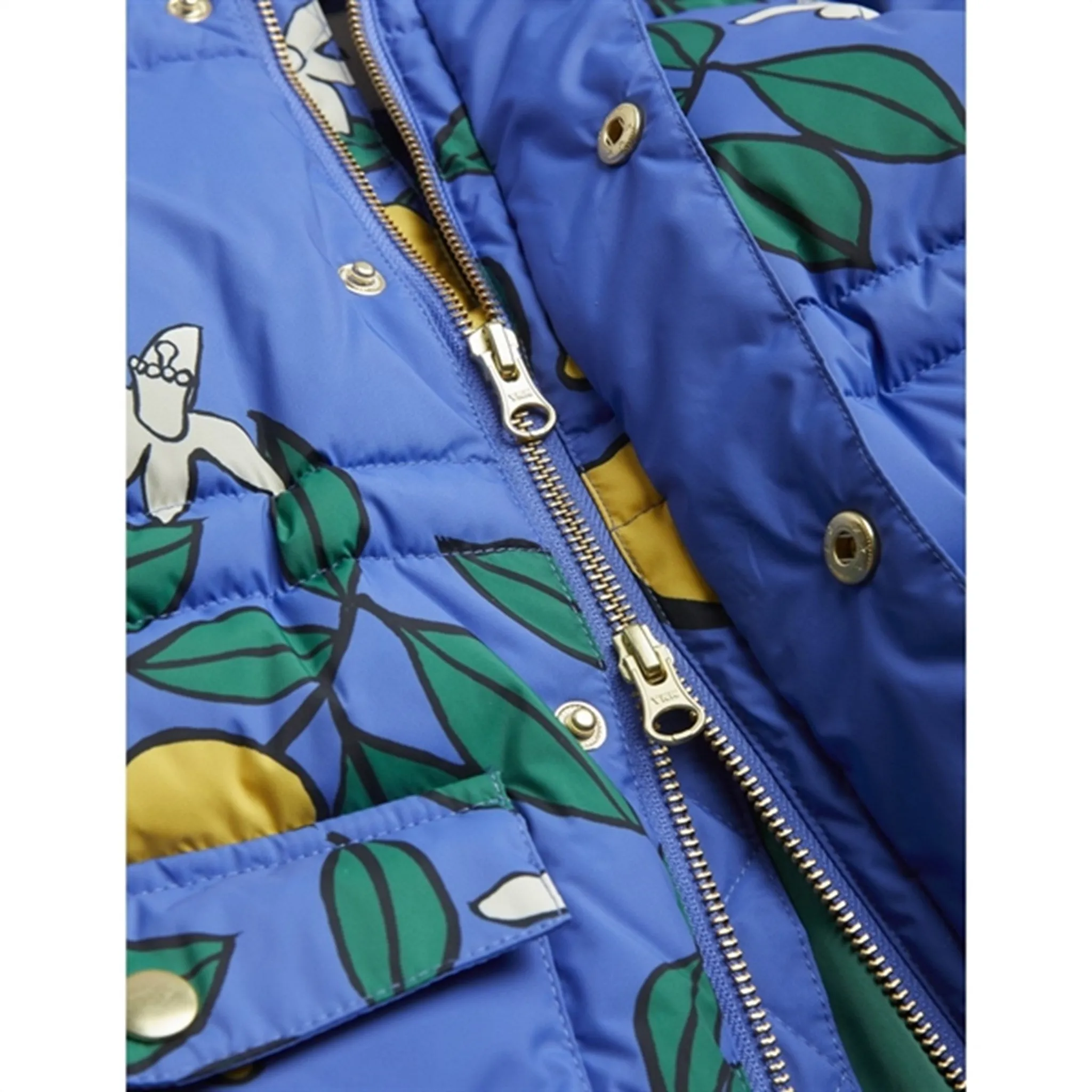 Mini Rodini Lemons Aop Heavy Puffer Jacket Blue