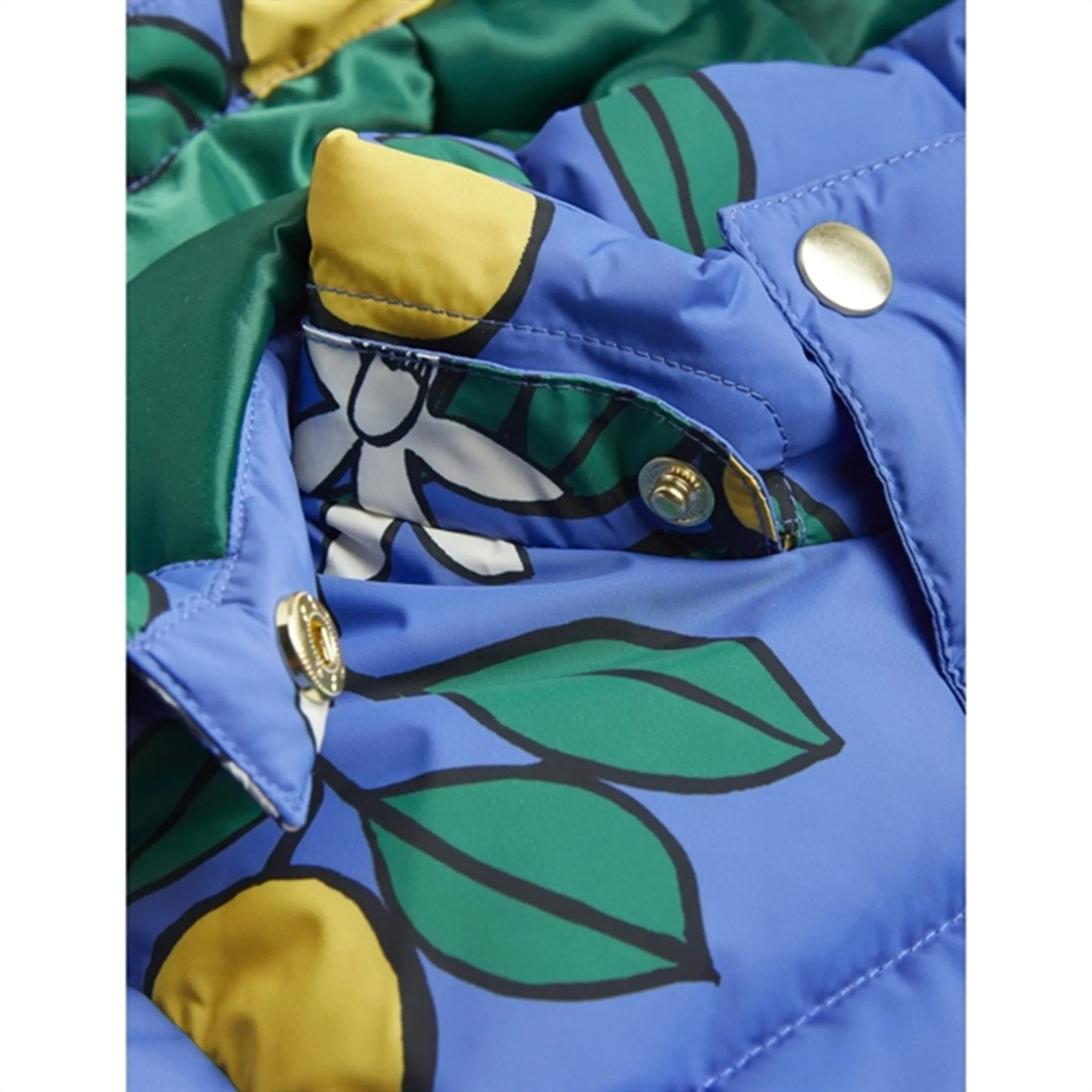 Mini Rodini Lemons Aop Heavy Puffer Jacket Blue