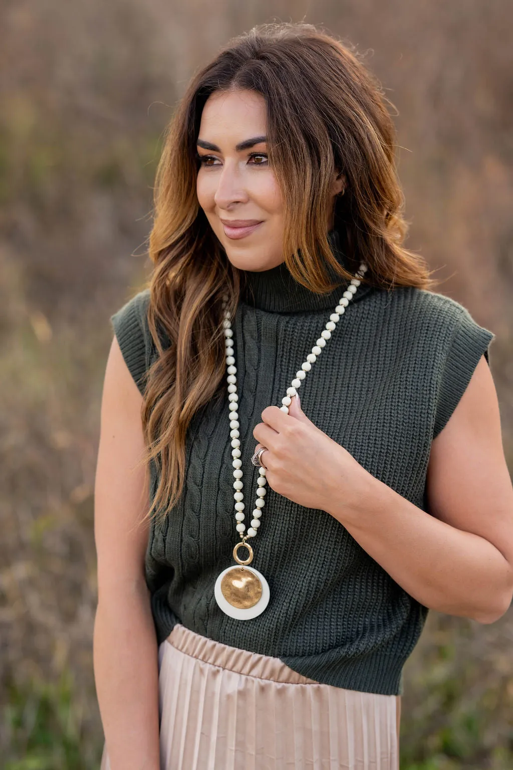 Mixed Knits Sleeveless Turtleneck Sweater