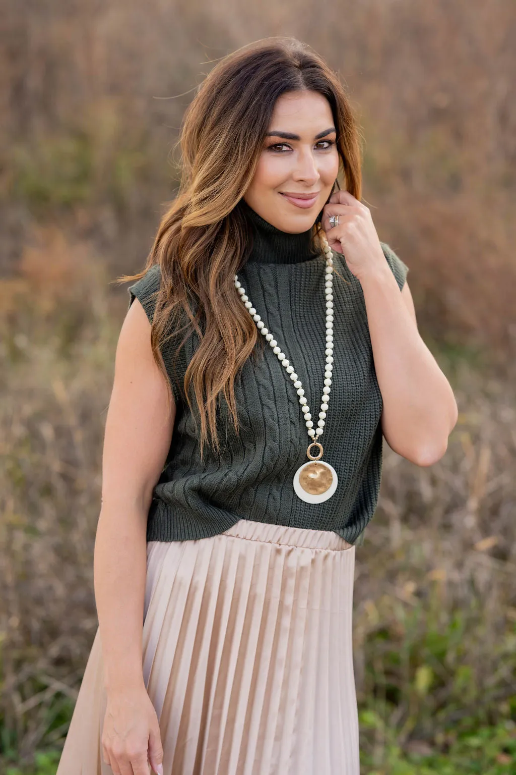 Mixed Knits Sleeveless Turtleneck Sweater