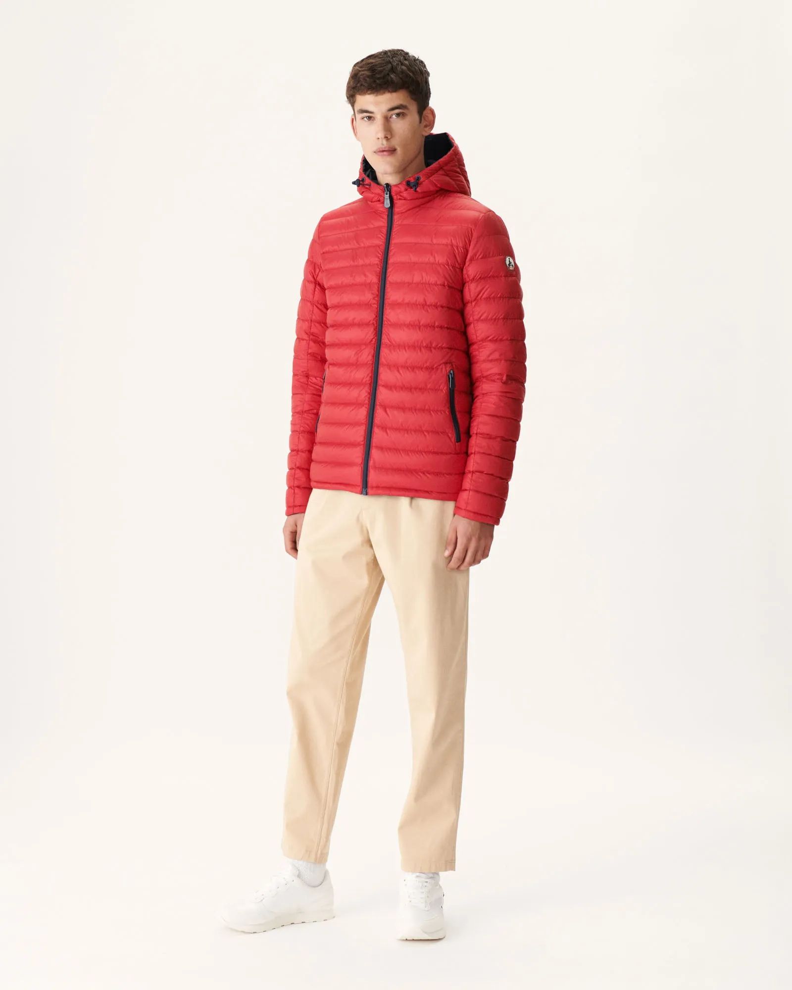 Navy Blue/Red Reversible hooded puffer jacket Bergen