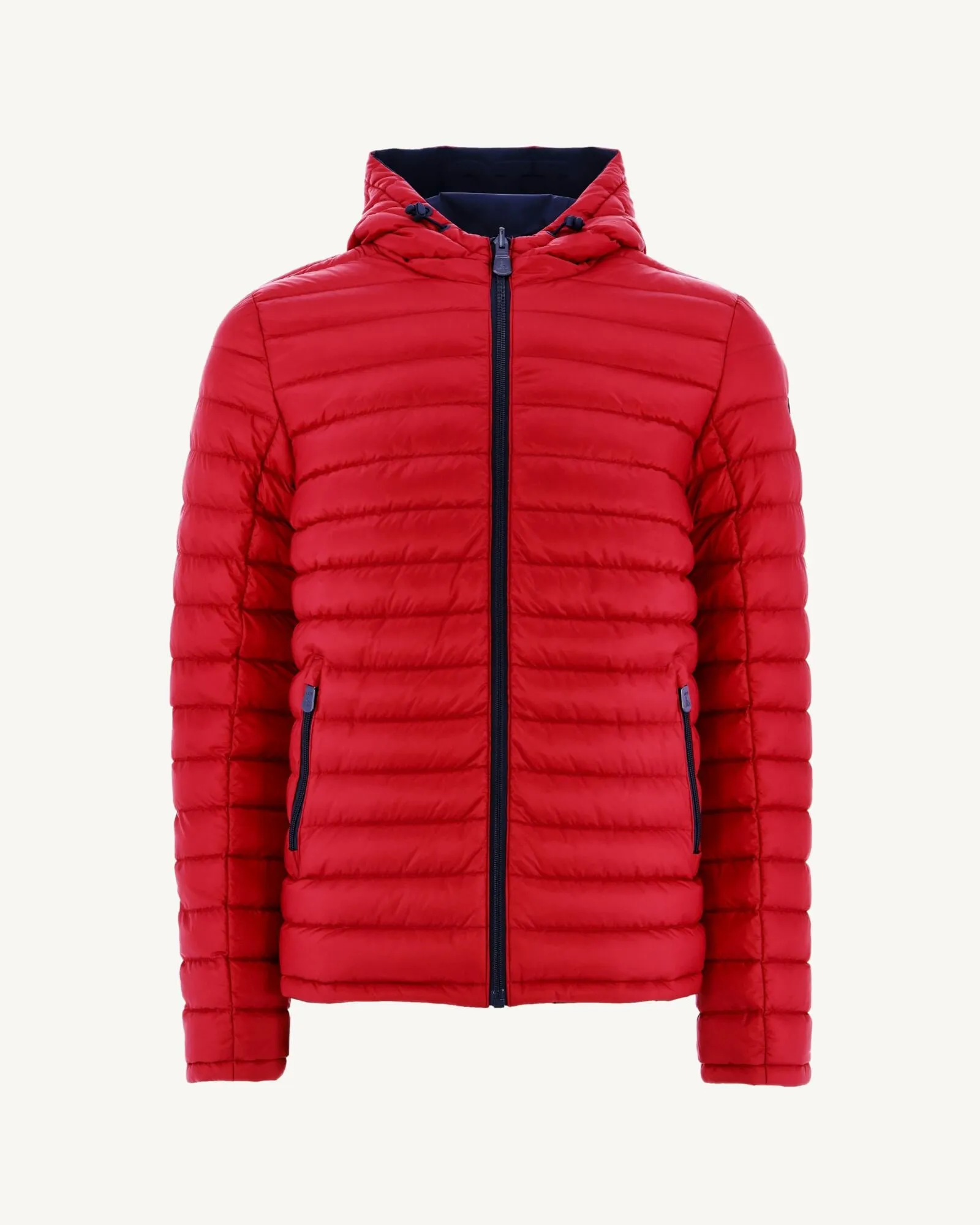 Navy Blue/Red Reversible hooded puffer jacket Bergen