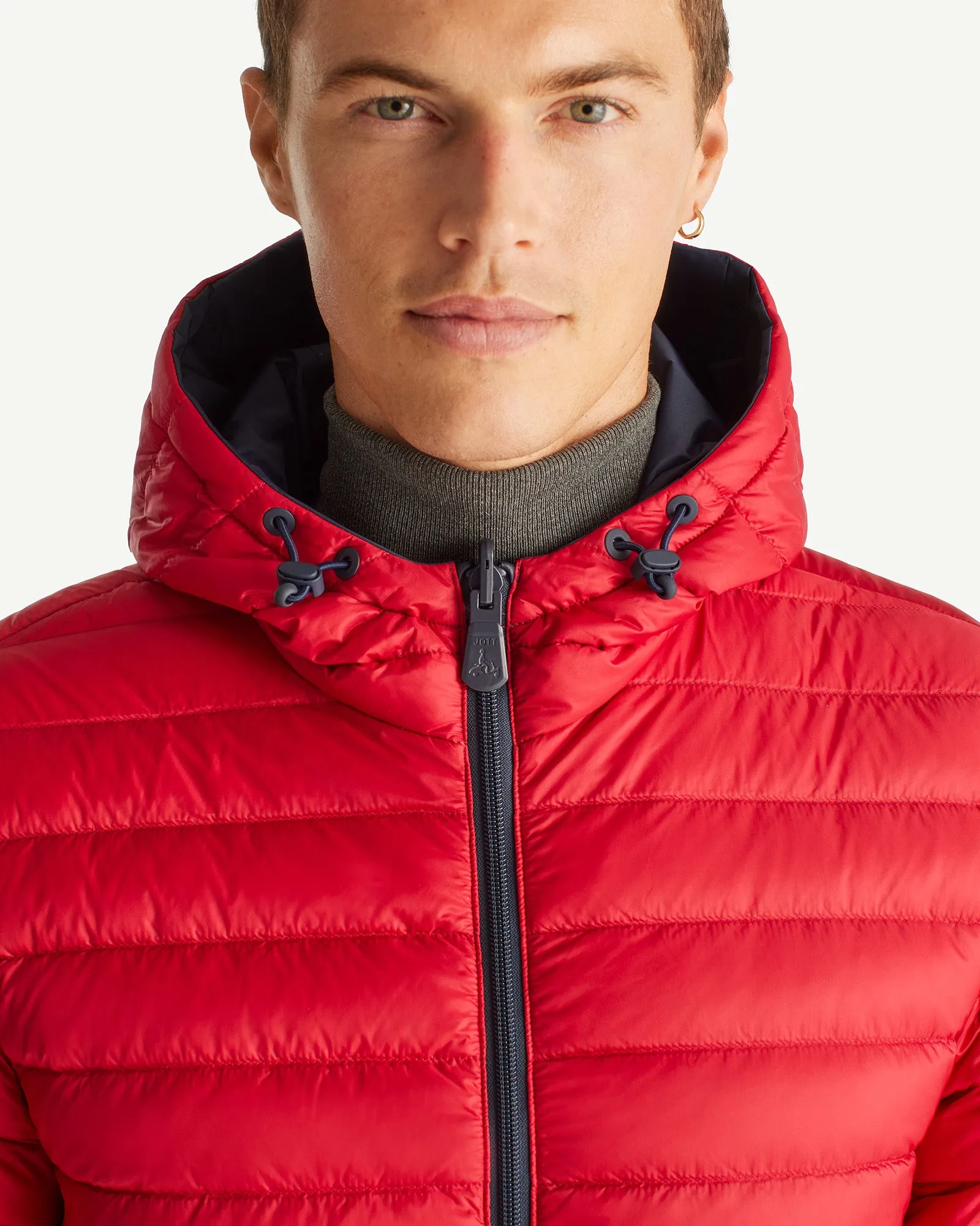 Navy Blue/Red Reversible hooded puffer jacket Bergen