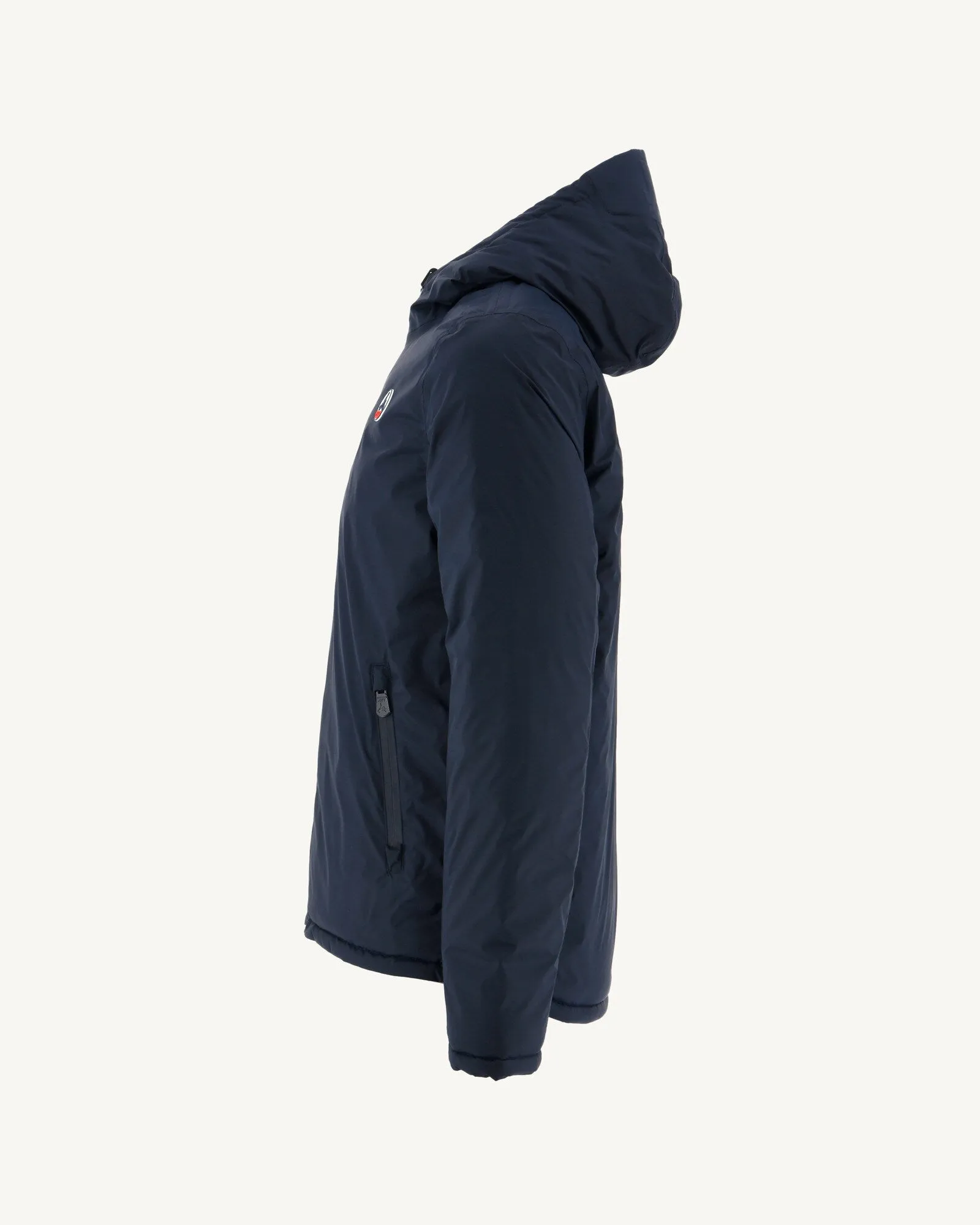 Navy Blue/Red Reversible hooded puffer jacket Bergen