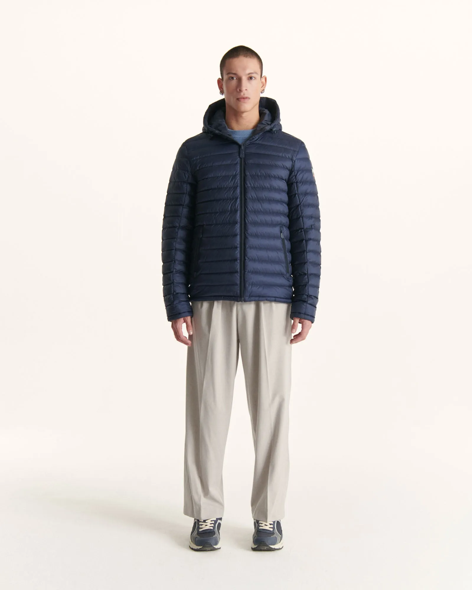 Navy Reversible hooded puffer jacket Bergen