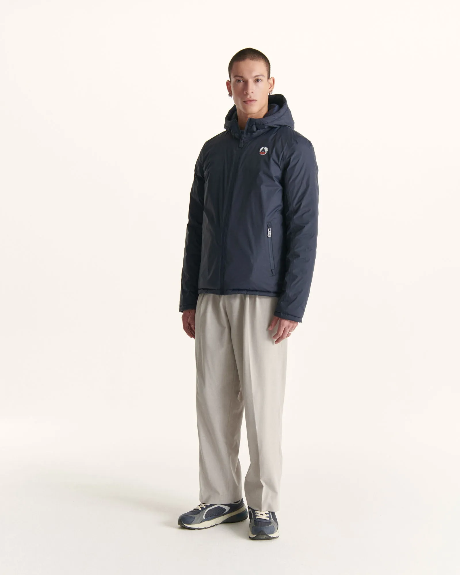 Navy Reversible hooded puffer jacket Bergen