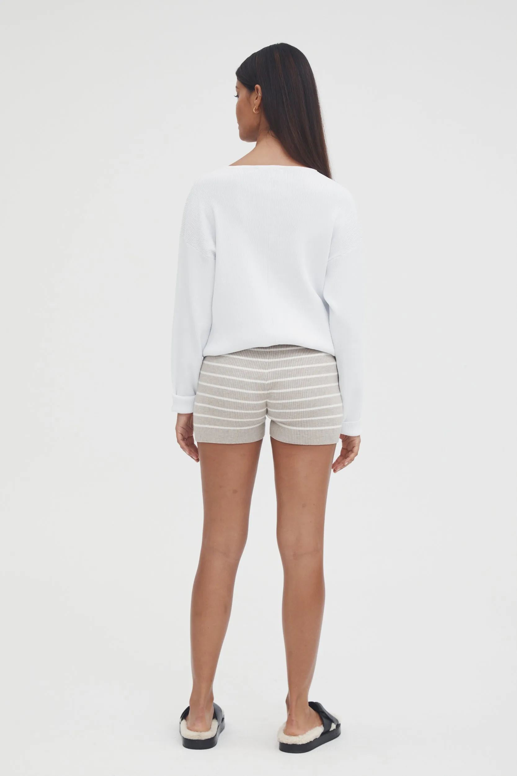 Nevaro Knit Shorts II (Taupe/Ivory Stripe)