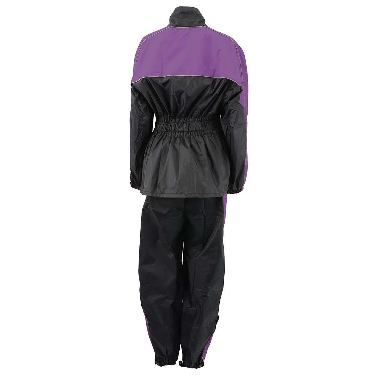 NexGen Ladies XS5001 Black and Purple Water Proof Rain Suit with Reflective Piping