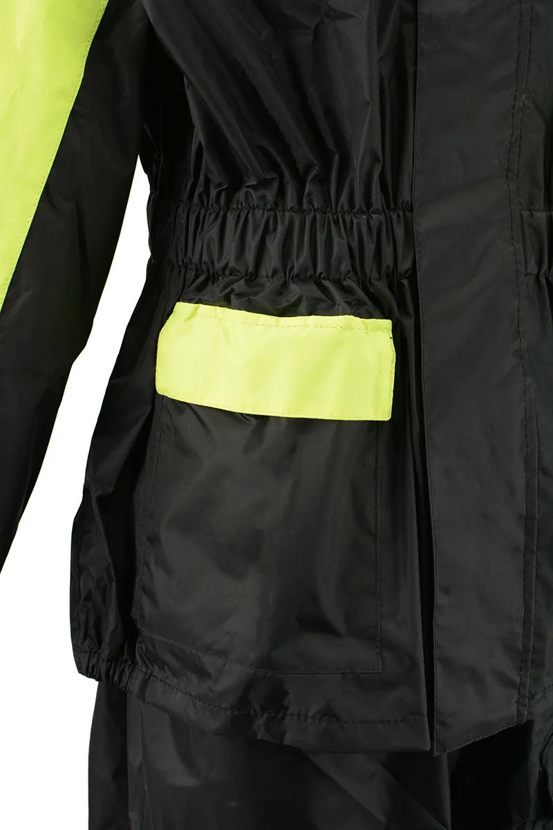 NexGen Ladies XS5031 Yellow and Black Hi-Viz Water Proof Rain Suit with Cinch Sides