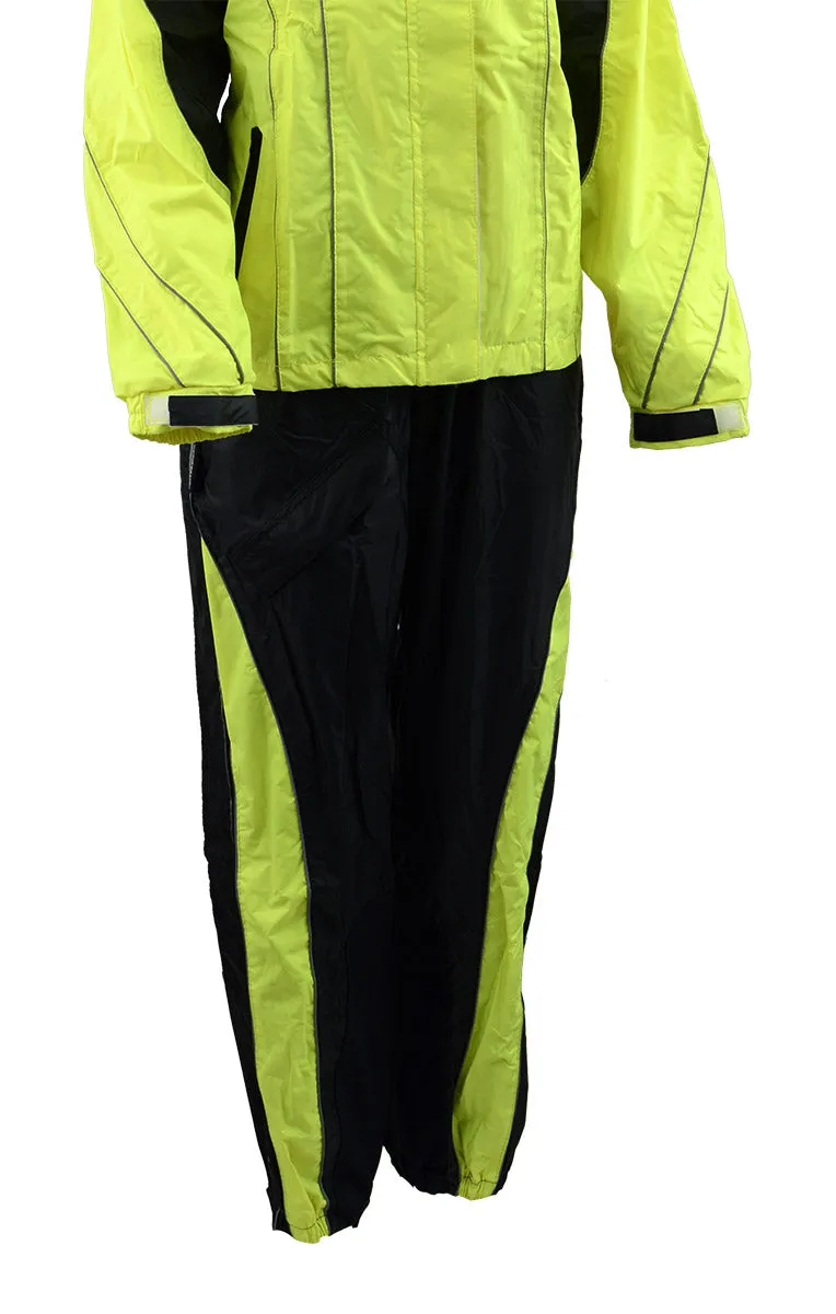 NexGen Men’s XS5021 Neon Green Hi-Viz Hooded Water Proof Rain Suit