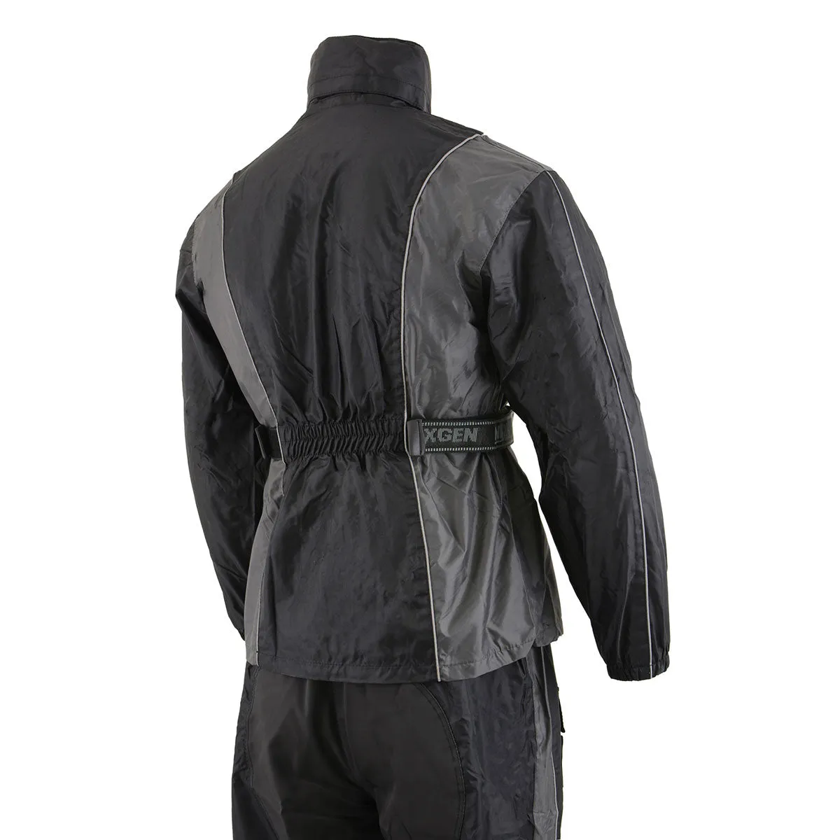 NexGen SH222503 Women's Motorcycle-Outdoors Black and Grey Hooded Water Proof Rain Suit