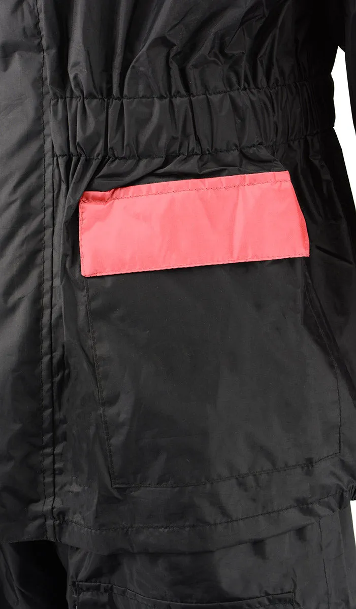 NexGen XS5031 Women's Pink and Black Water Proof Rain Suit with Cinch Sides