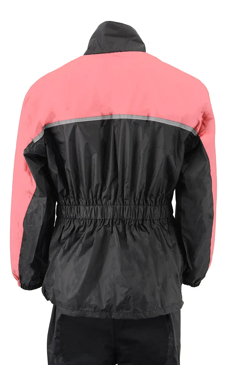 NexGen XS5031 Women's Pink and Black Water Proof Rain Suit with Cinch