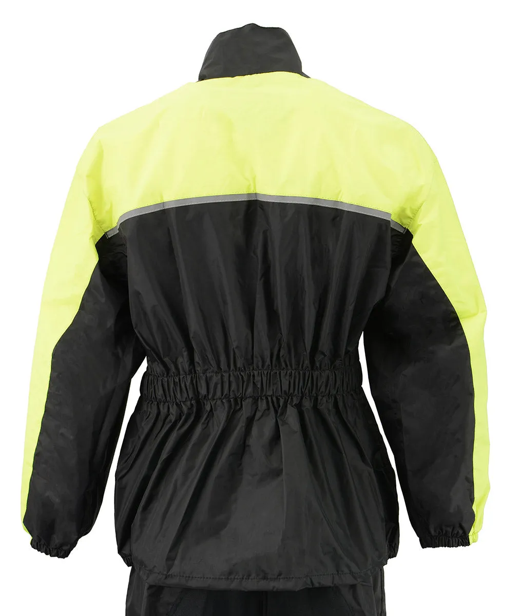 NexGen XS5031 Women's Yellow and Black Hi-Viz Water Proof Rain Suit with Cinch Sides