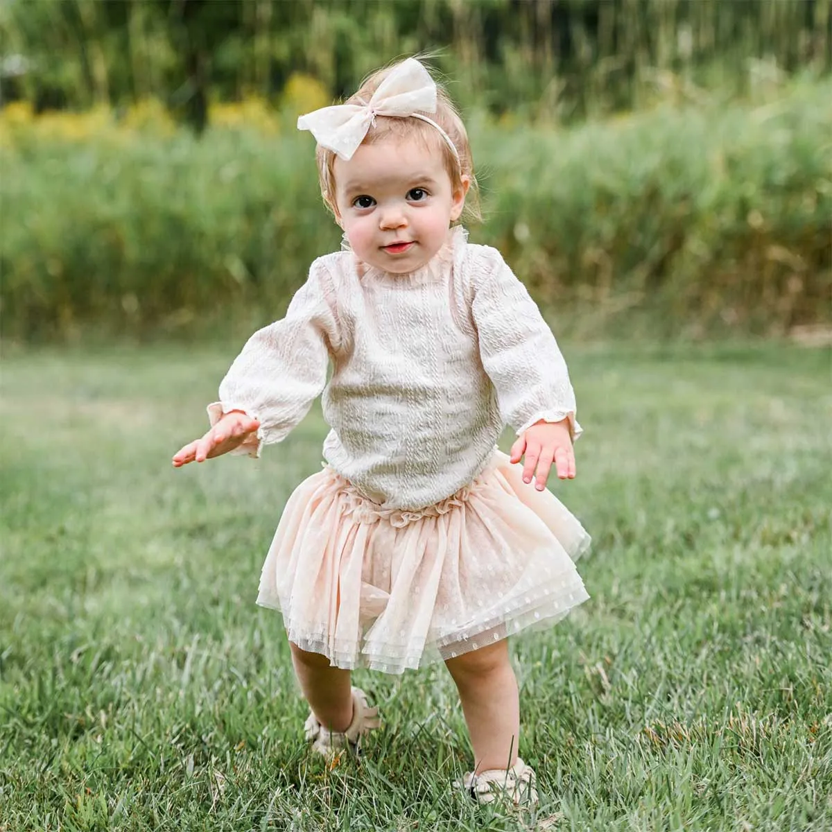 oh baby! Dotted Mesh Frill Tutu Skirt - Natural