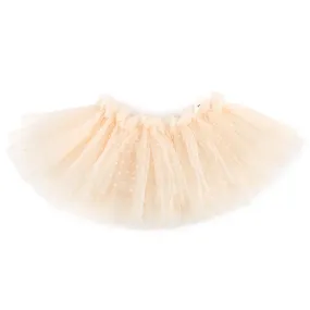 oh baby! Velvet Mini Dot Mesh Four Layer Tutu Skirt - Vintage Snow