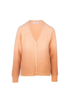 Ombre Ribbed Cardigan, Peach Combo