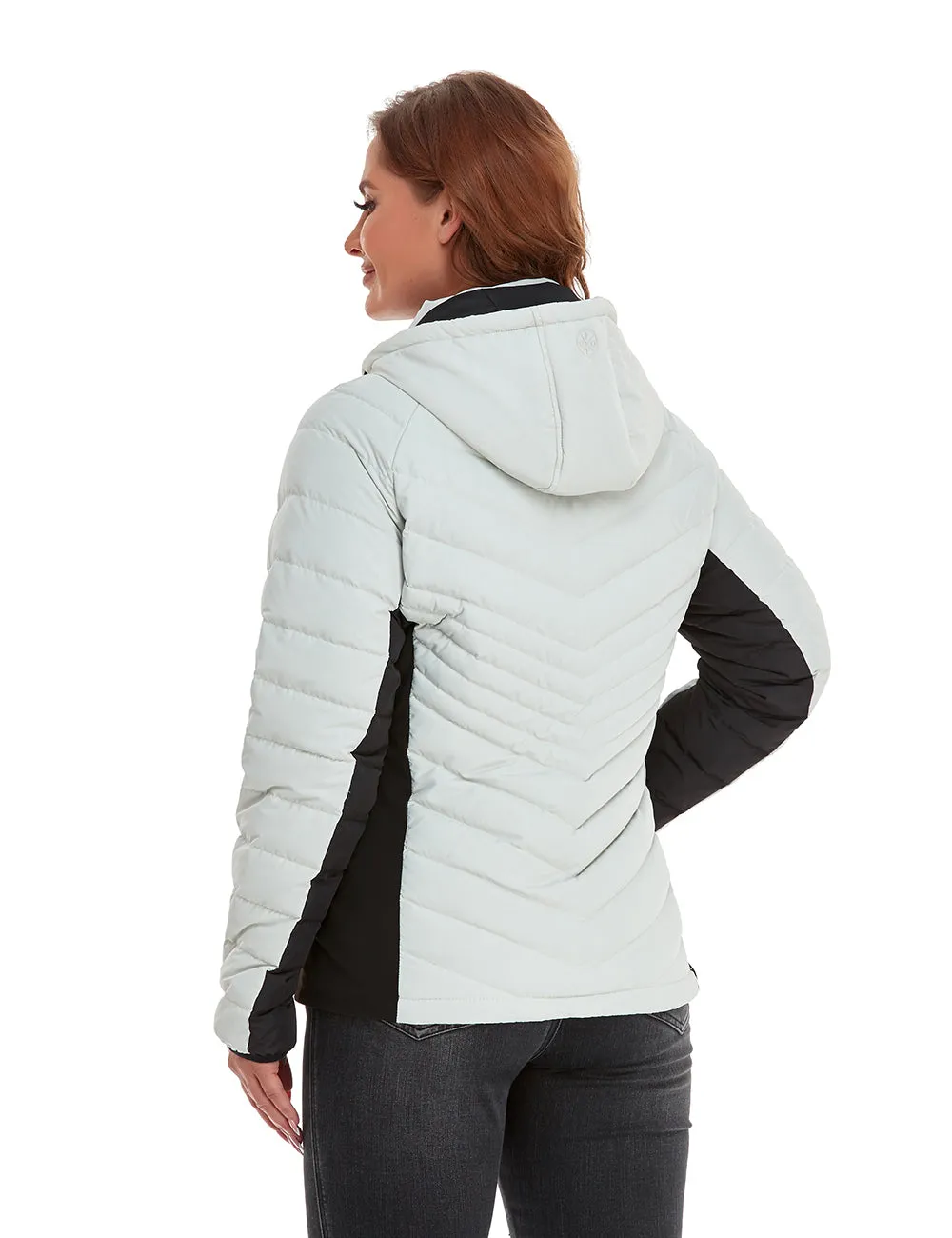 (Open-box) Women's Heated Down Jacket - Black/White