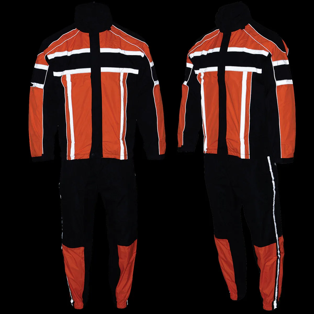 ORANGE SH233102 Men's Black and Orange Water Resistant Rain Suit with Reflective Tape