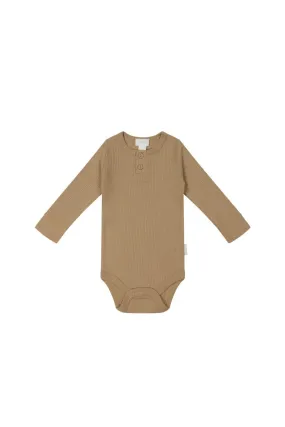 Organic Cotton Modal Long Sleeve Bodysuit - Honeycomb