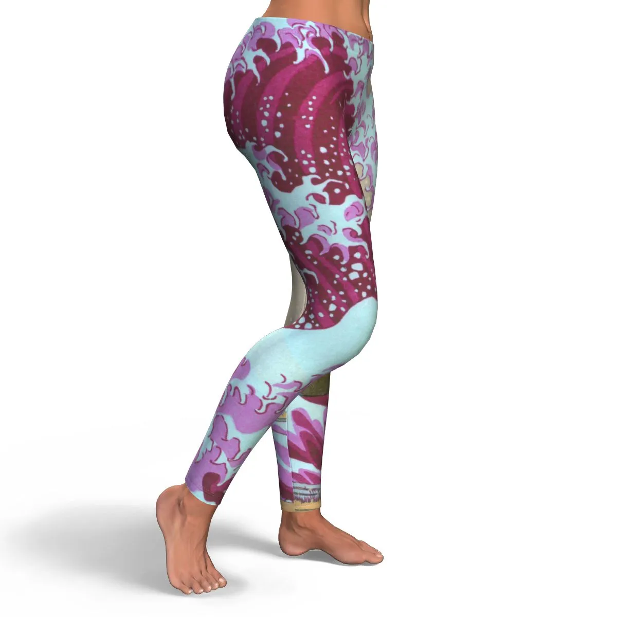 Pink Wave off Kanagawa Equil Leggings