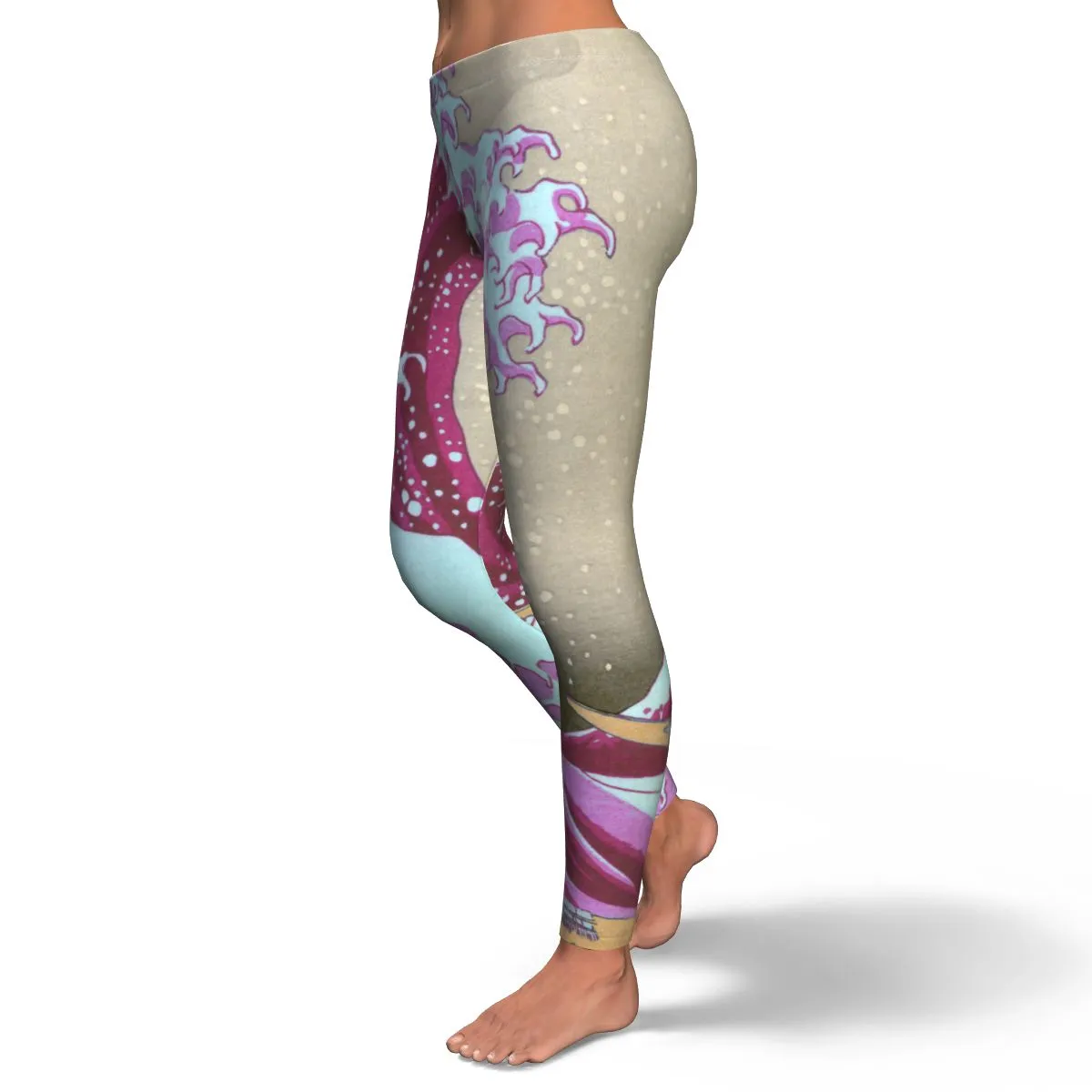 Pink Wave off Kanagawa Equil Leggings