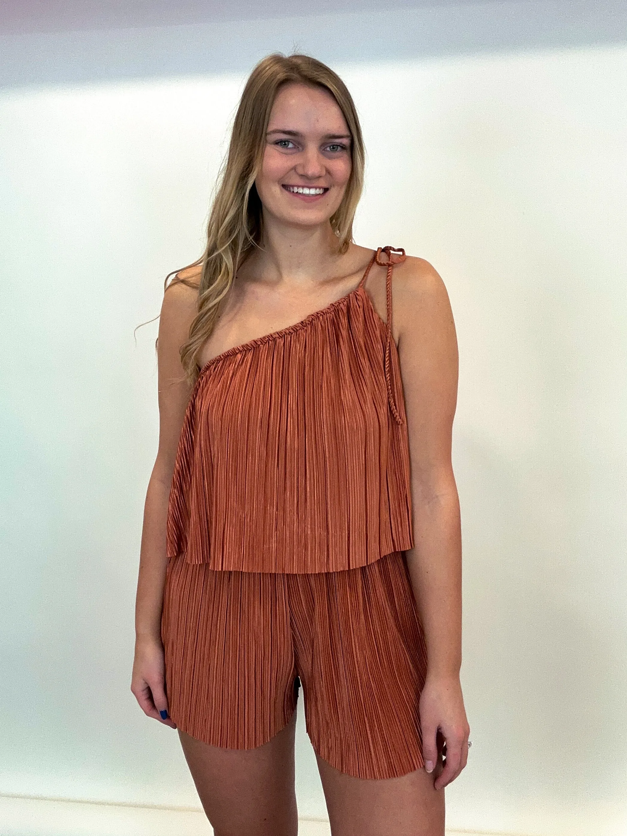 Plisse Pleated Romper