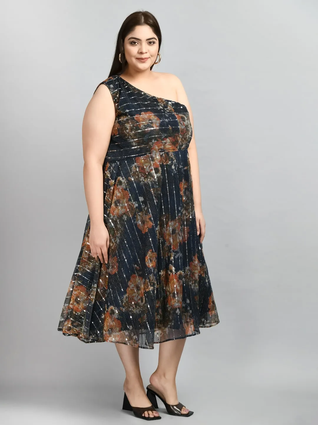 Plus Size Plus Size One Shoulder Sequin Party Dress