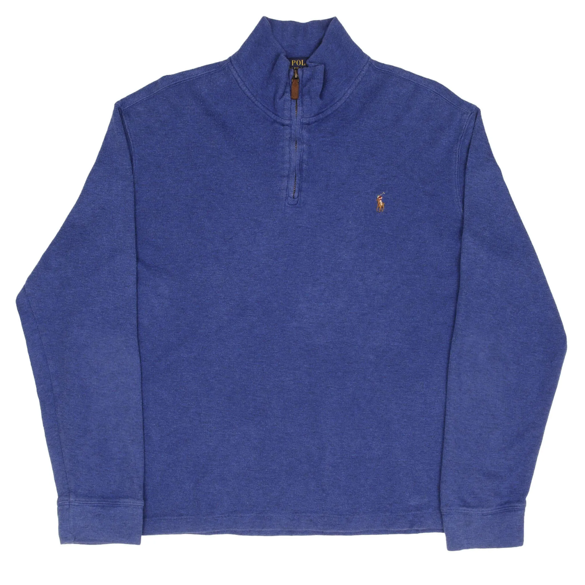 POLO RALPH LAUREN BLUE QUARTER 1/4 ZIP SWEATER SIZE LARGE