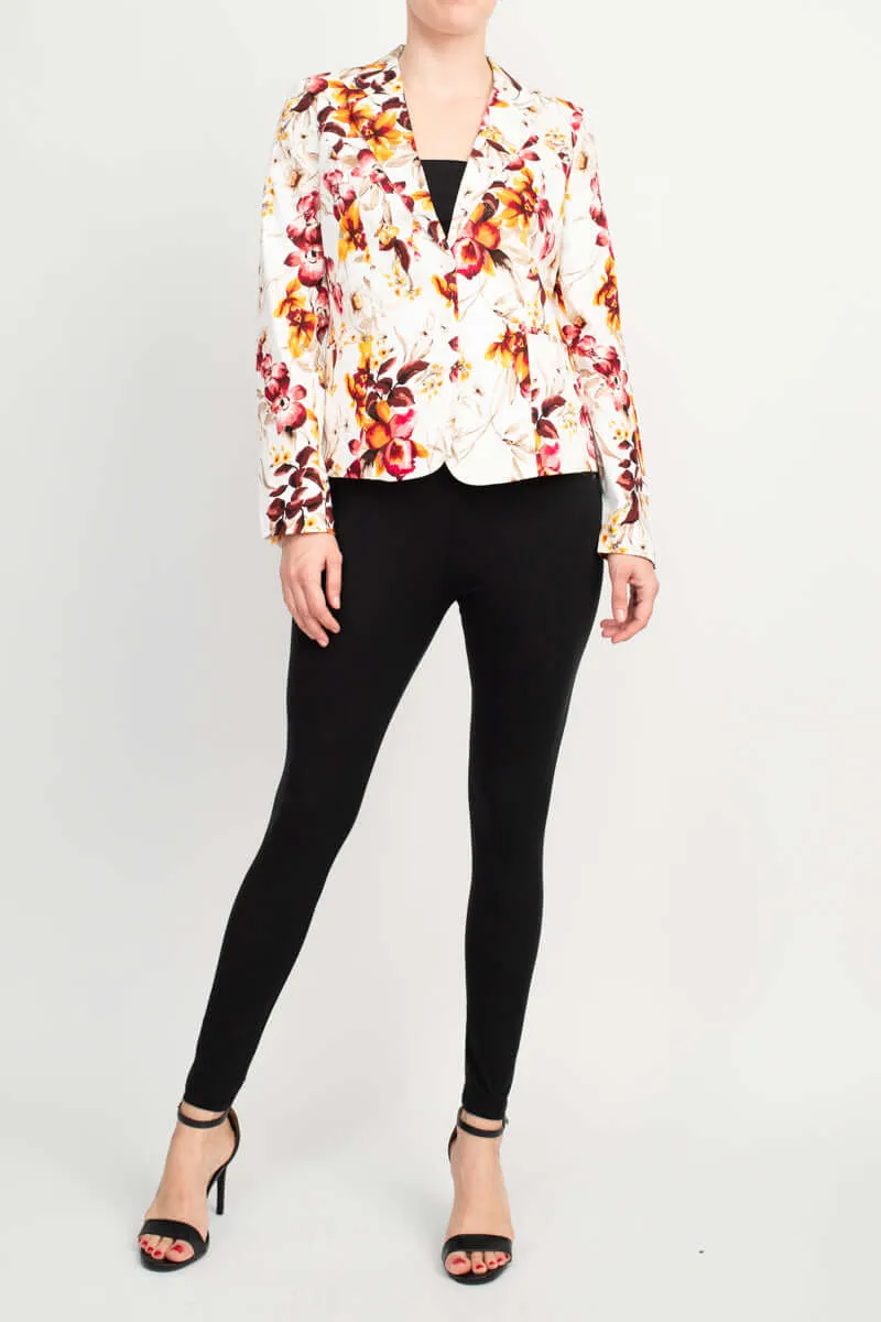 Premise Notched Collar Long Sleeve 2 Button Closure Floral Print Cotton Blend Jacket