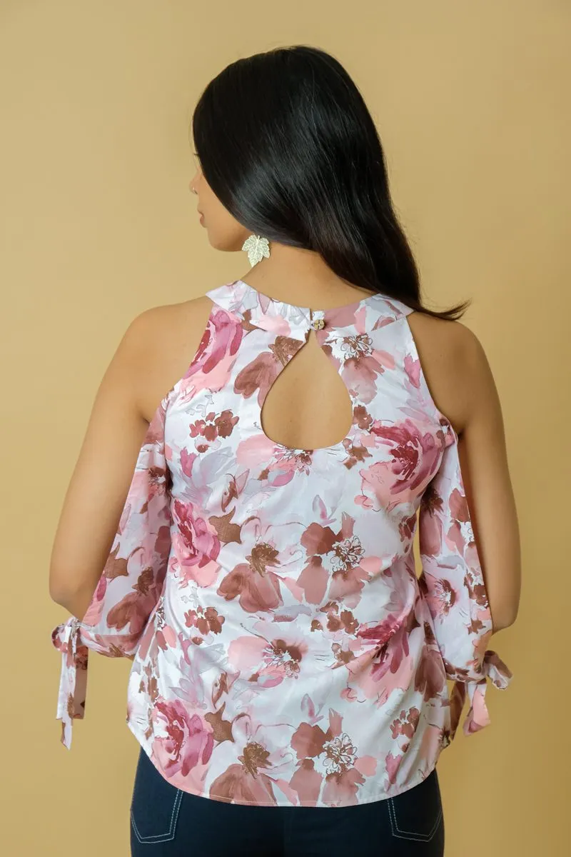 Printed Floral White Women's Top