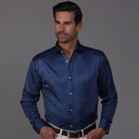 Quattro Flex Dress Shirt with Semi-Spread Collar Polo Los Cabos Blue Star