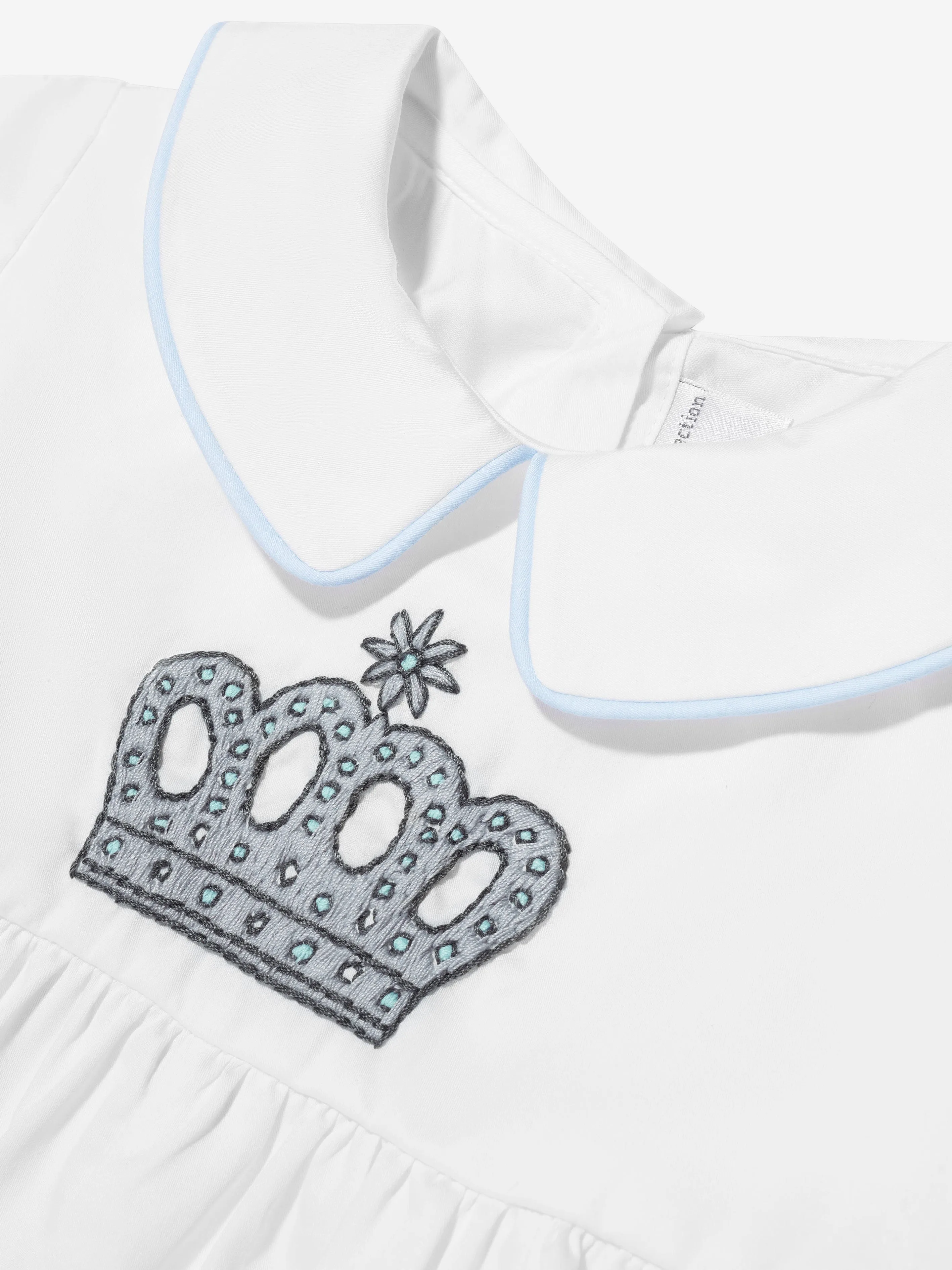 Rachel Riley Baby Boys Prince Crown Embroidered Romper in Ivory