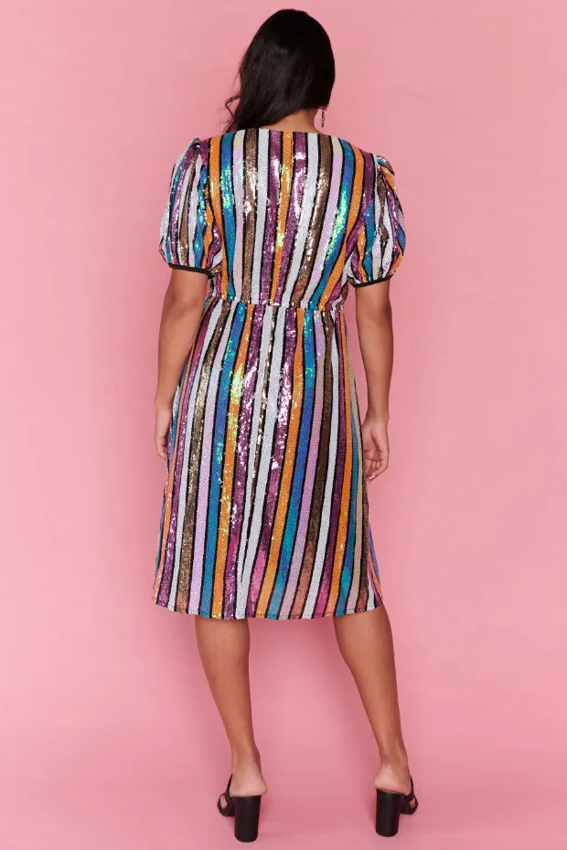 Rainbow Stripe Party Dress