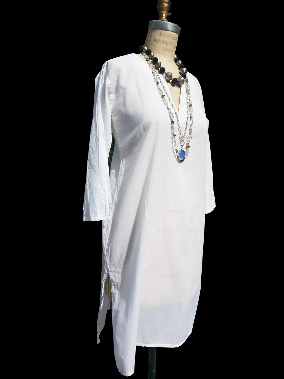 Raja Cotton Long Tunic White