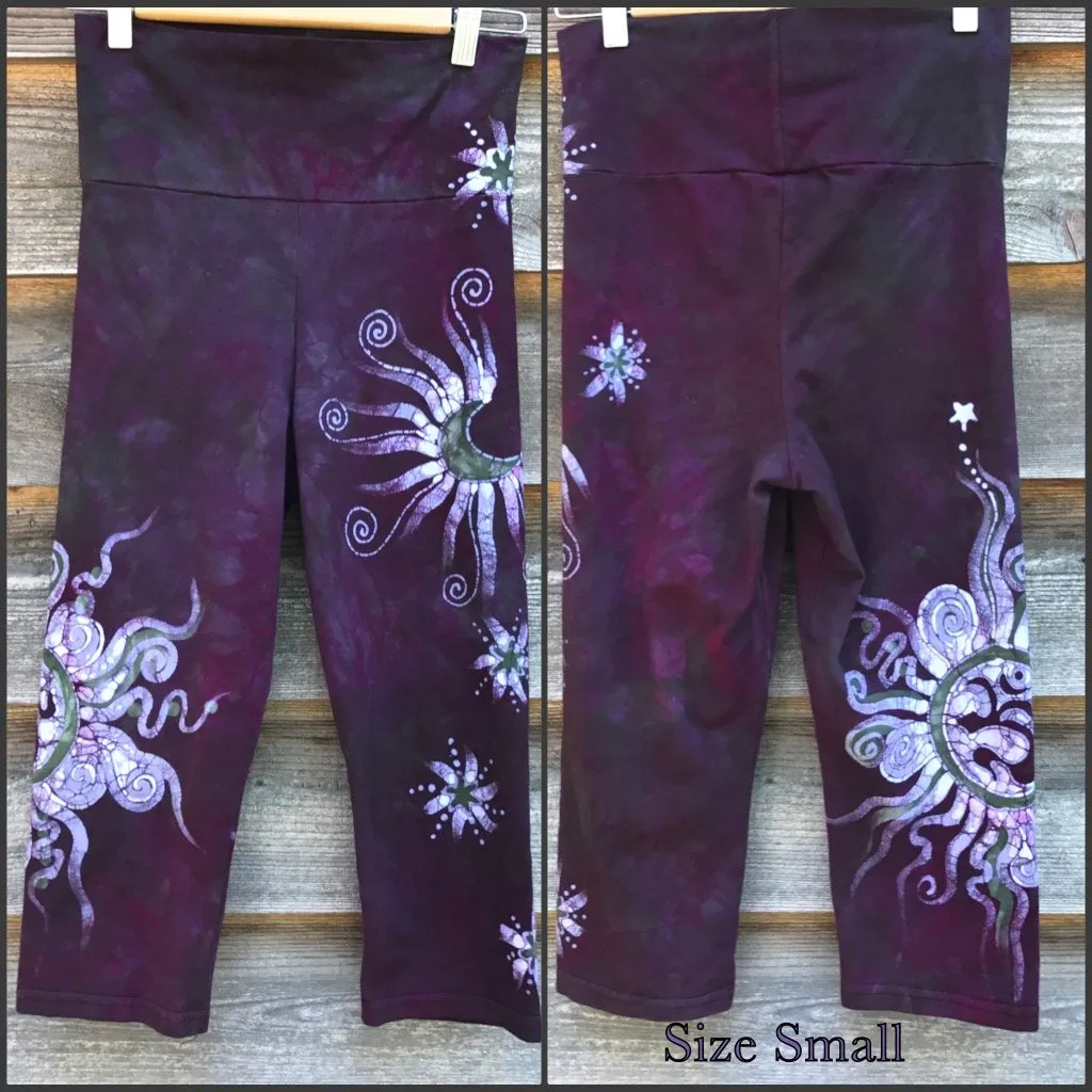 Sage and Eggplant Batik CAPRI Dance Pants